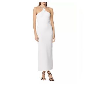 NWT - Herve Leger Halter Ottoman Crystal Trim Gown